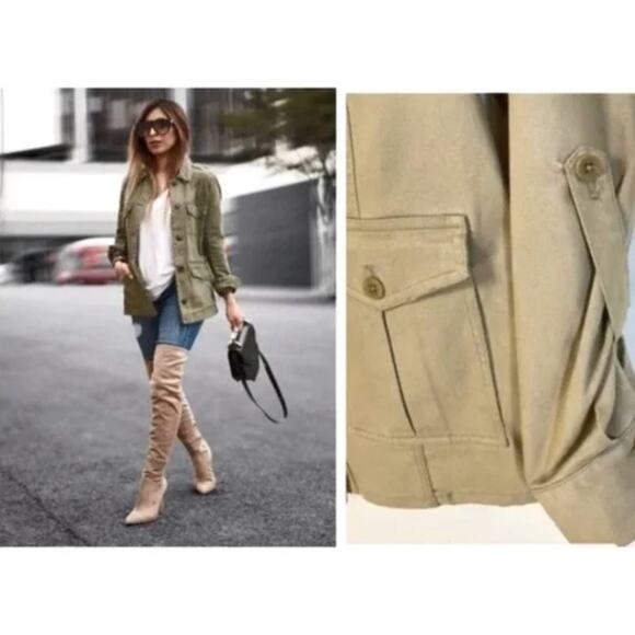 Alice & Olivia Olive Green Utility Jacket Women's XS Military Pockets Buttons - Picture 16 of 16